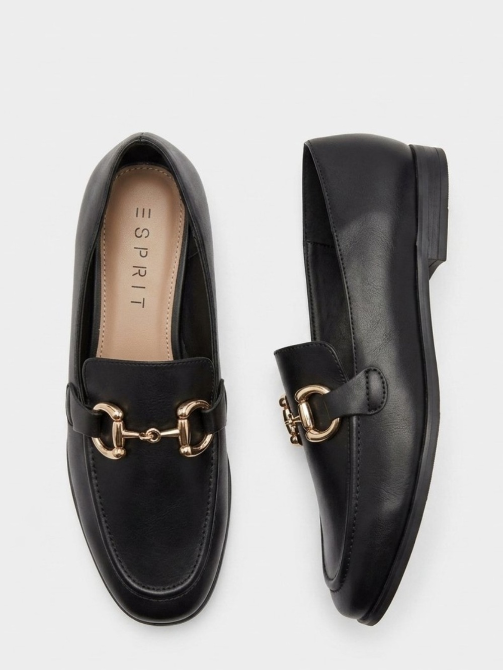 Esprit Britney black loafer gold-tone horsebit detail classic moccasin 7.5 new